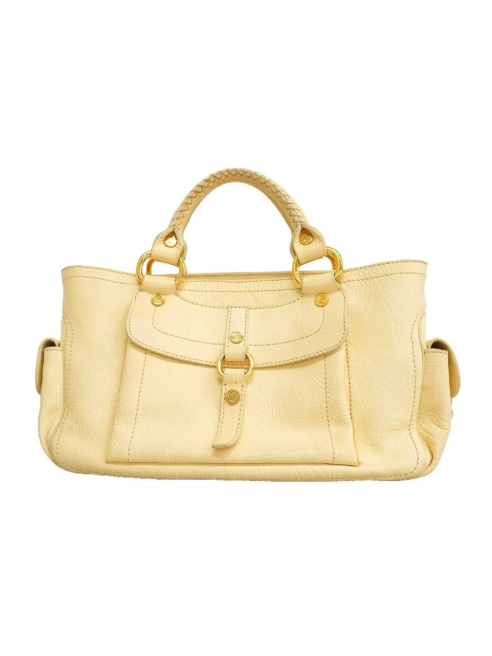 Celine Handbag Boogie Bag Leather Cream Gold